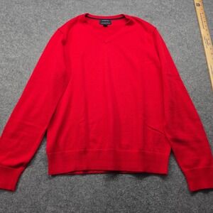 Lands End Mens Red V-Neck Supima Cotton Sweater Size M 38-40 461077